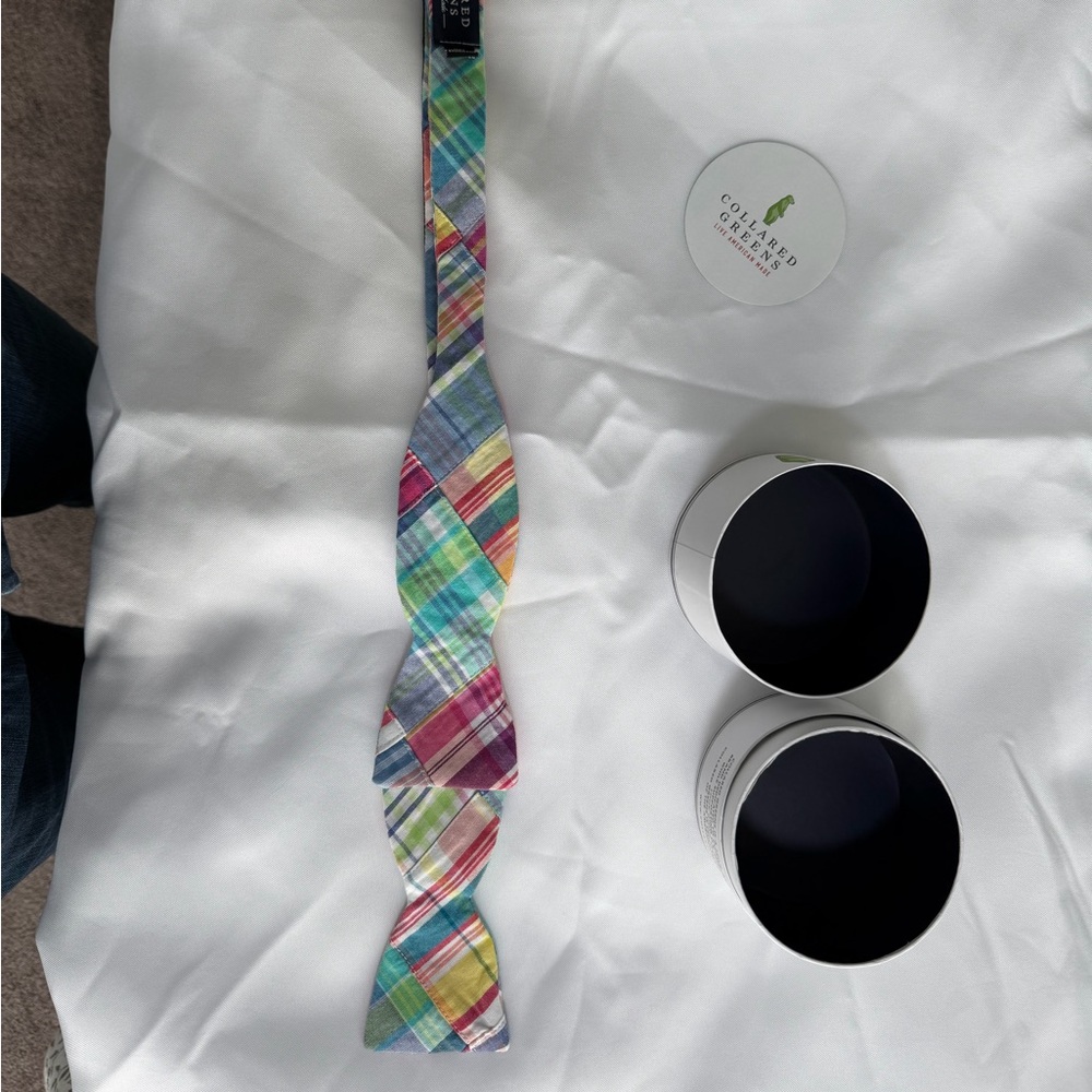 Collared Greens Madras Plaid Bow Tie | 100% Cotton | Made in USA | With Box